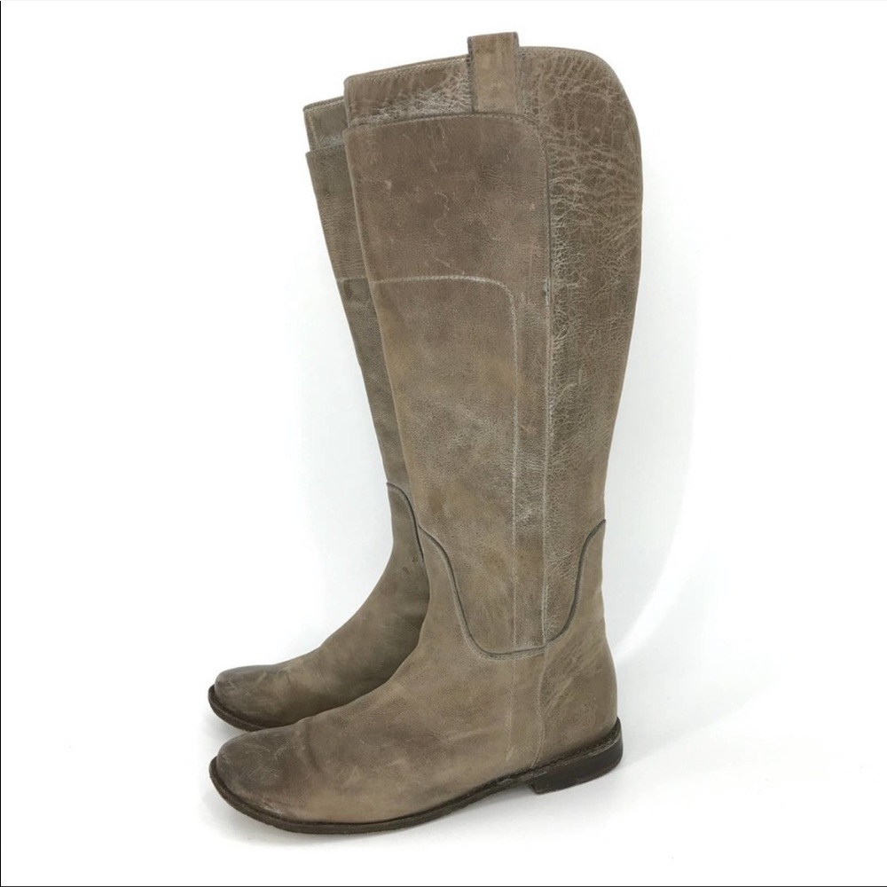 Frye Paige Taupe Tall Leather Knee High Riding Boots